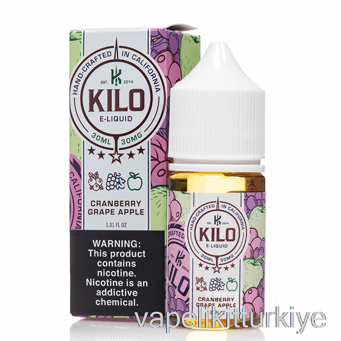 Vape Pen Vape Mate Kızılcık üzüm Elma - Kilo Canlanma Tuzları - 30ml 30mg